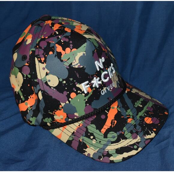 NO F*CKS GIVEN Field Grade Hat Snapback Baseball Cap Paint Splatter - Picture 1 of 8